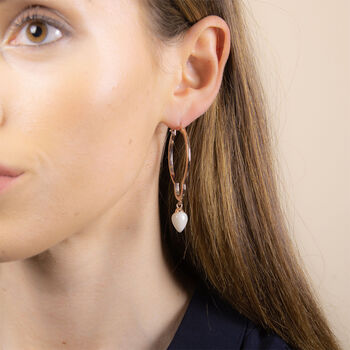 18k Gold Plated Mother Of Pearl Large Hoops, 2 of 5