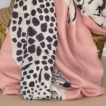 Tiger And Leopards Scarf In Dusky Pink, 5 of 5