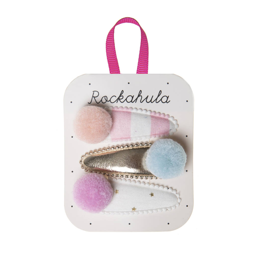 Wanderlust Pom Pom Clips By Rockahula Kids | notonthehighstreet.com