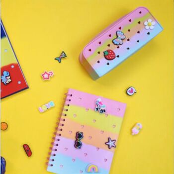 Kids’ Colourful A5 Notebook, Six Charms, Free Popper Pen, 3 of 3