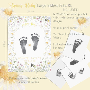 'Spring Baby' Personalised Footprint Keepsake Kit, 5 of 6