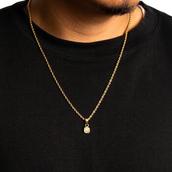 Silver Mini Moss Agate Gemstone Pendant Necklace For Men, 9 of 11