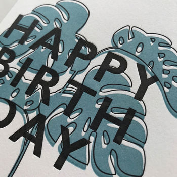 'Happy Birthday' Palm Letterpress Card, 3 of 3