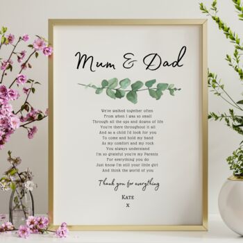 Mum And Dad Christmas Gift Parents Personalised Poem Print, 6 of 8