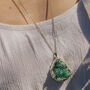 Long Length 925 Silver Raw Green Agate Necklace, thumbnail 2 of 7