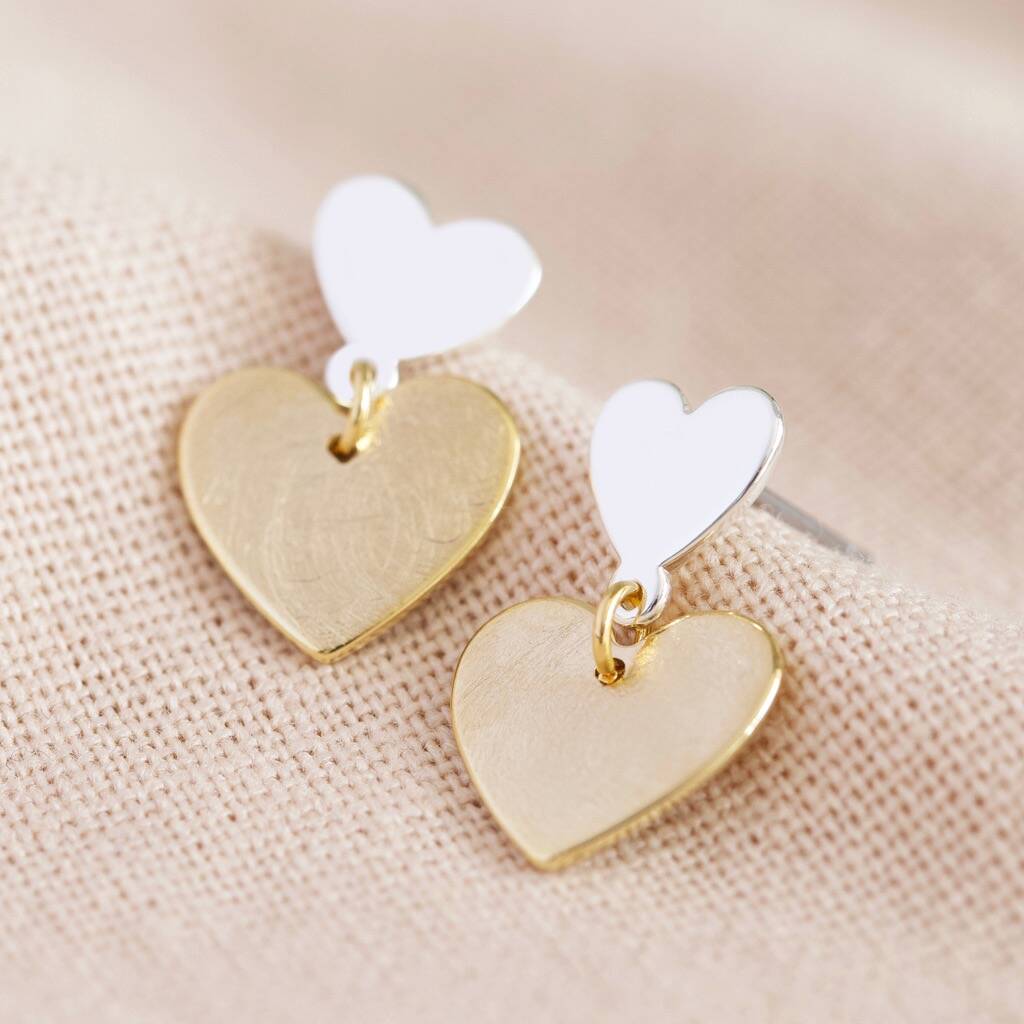 Double Heart Drop Earrings By Lisa Angel | notonthehighstreet.com