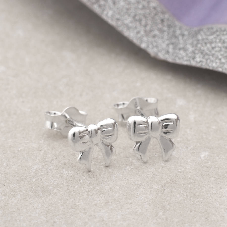 girl's sterling silver bow earrings by hurleyburley junior