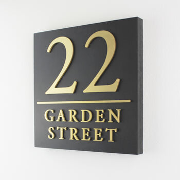 Contemporary Square Matte Black House Sign, 4 of 10