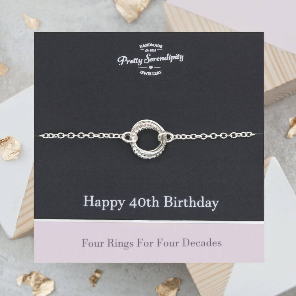 Four Rings For Four Decades 40th Birthday Bracelet, 1 of 4