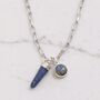 The En Pointe Duo Lapis Lazuli Necklace, Silver, thumbnail 5 of 8