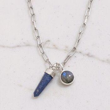 The En Pointe Duo Lapis Lazuli Necklace, Silver, 5 of 8