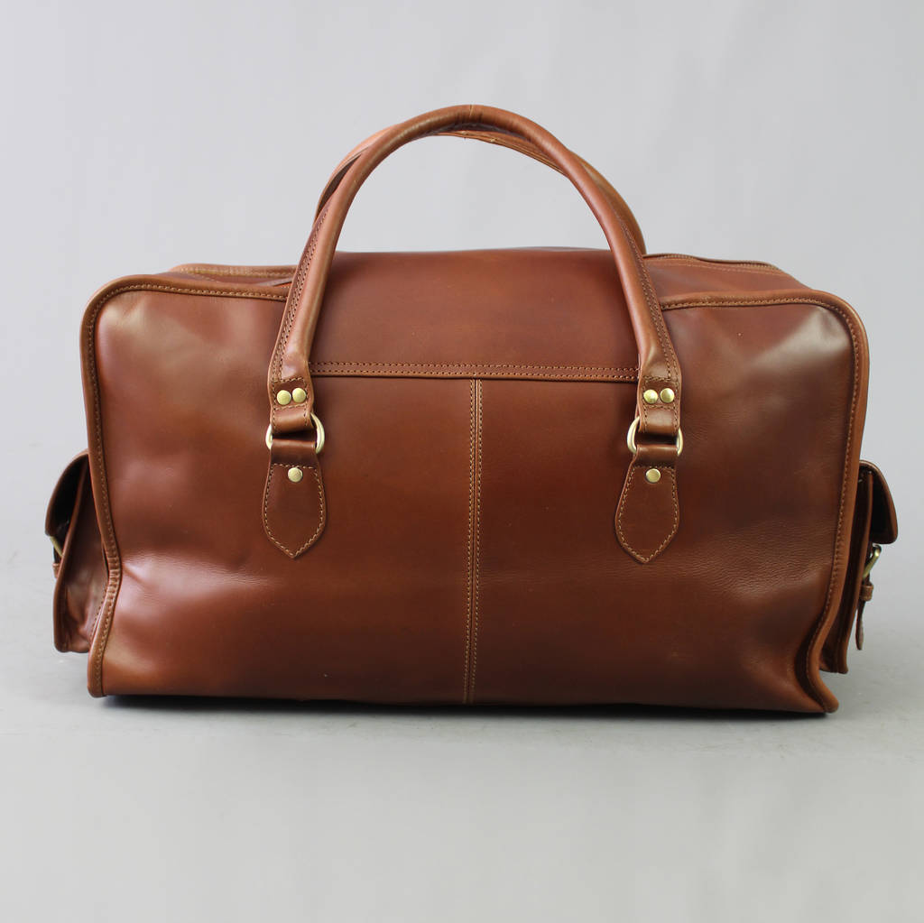 'oxley' Eco Friendly Leather Weekend Bag In Saddle By Vintage Child ...