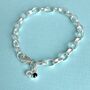 Silver December Birthstone Initial Charm Bracelet, thumbnail 1 of 5