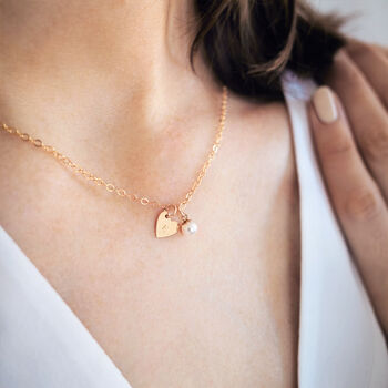 Personalised Tiny Heart And Pearl Necklace, 3 of 5