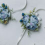 Wedding Peony Wrist Corsage In Sky Blue, thumbnail 3 of 9