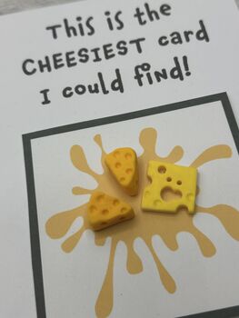 Cheese Polymer Clay Birthday Card Handmade, 6 of 12