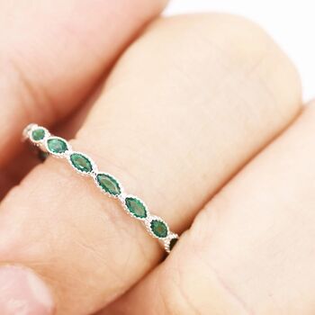 Emerald Marquise Cz Infinity Ring In Sterling Silver, 5 of 11