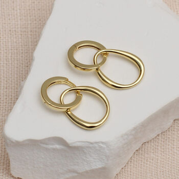 18ct Gold Or Sterling Silver Organic Charm Huggie Hoop Earrings, 2 of 6