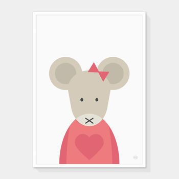Pink Heart Mouse Art Print, 5 of 6