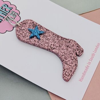 Pink Cowboy Boot Glitter Resin Christmas Decoration, 2 of 4