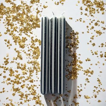 Black Glitter And White Pinstriped Candles, 4 of 4