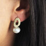 Brushed Circle And Large Pearl Stud Earrings, thumbnail 1 of 8