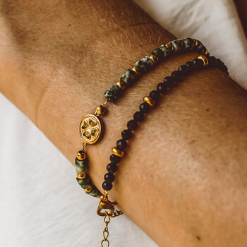 Four Leaf Clover Gemstone Gold Plated 18 K Bracelet Collection, 9 of 11