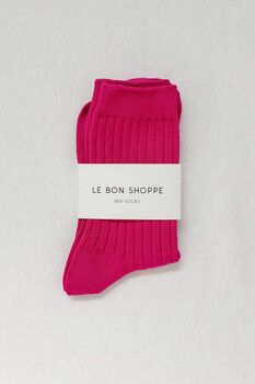 Fuchsia Pink Ribbed Socks, 2 of 5