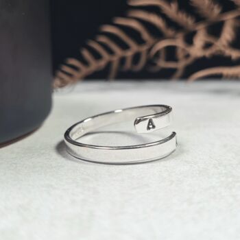 Personalised Initials Sterling Silver Dainty Wrap Ring, 2 of 6