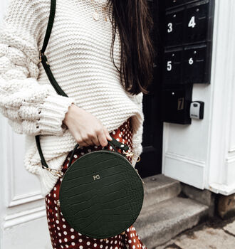 Personalised Round Bag Croc Leather, 2 of 12