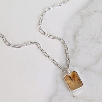 The Rectangle Citrine Necklace, Silver, 5 of 10