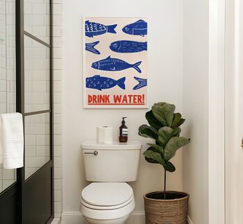 Drink Water Fish Wall Art Print Kitchen Poster, 7 of 9