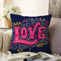 Love Text Cushion Cover With Graffiti Style On Black, thumbnail 1 of 4
