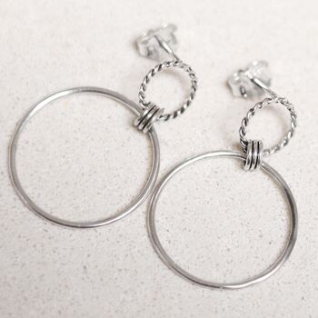 Sterling Silver Double Wreath Drop Earrings, 5 of 7