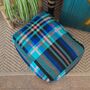 Salmon And Blue Tartan Footstool Pouffe, thumbnail 3 of 3