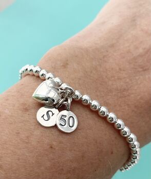 Personalised 50th Birthday Bracelet With Heart, 3 of 5