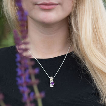 Whimberry Amethyst And Peridot Silver Orion Pendant, 2 of 6