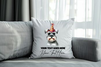 Personalised Schnauzer Birthday Congratulations Party Cushion, 2 of 2