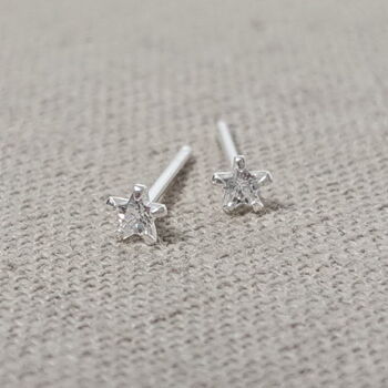 Tiny Crystal Star Stud Earrings, 4 of 7