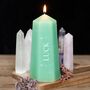 Luck Crystal Candle With Rough Green Aventurine, thumbnail 1 of 3