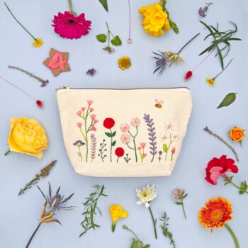 Stitch Your Flowers Zip Pouch Diy Embroidery Kit, 10 of 11