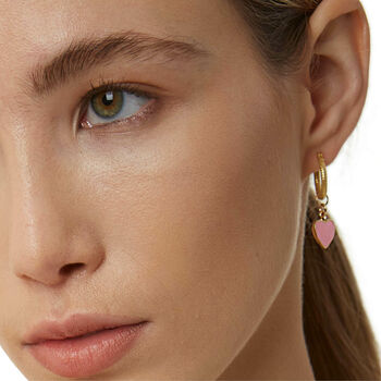 Colourful Heart Gold Plated Silver Hoop Earring Or Pair, 4 of 7