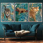 Set Of Three Leopard Jaguar Cheetah Jungle Art Prints, thumbnail 1 of 5