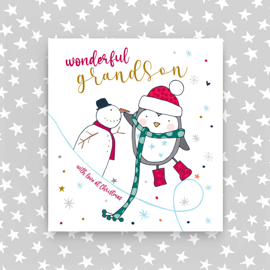 Christmas Card For Wonderful Grandson By Molly Mae®