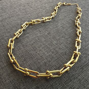Gold Chain Necklace Chunky Link 18k Statement Piece, 3 of 6