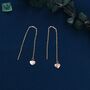Tiny Heart Threader Earrings In Sterling Silver, thumbnail 5 of 11