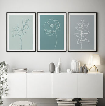 Colour Floral Line Art Set Of Three Posters, 7 of 8