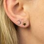 Sterling Silver Moon And Star Stud Earrings, thumbnail 2 of 8