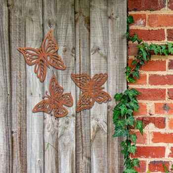 Three Metal Butterflies, Garden Gifts, Garden Art Decor, 7 of 10