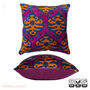 Blue, Orange Silk Velvet Ikat Pillow Cover 40x40cm, thumbnail 2 of 5